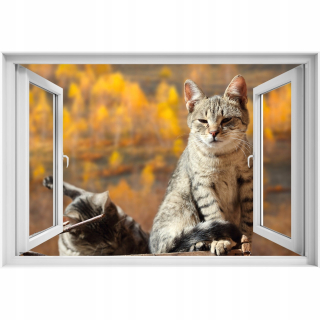 Self -adhézne 3D okenné nálepky Cats Fall 90x60