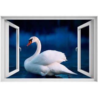 Self -adhézne 3D oknový labuť vták 90x60