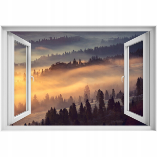Self -adhézne 3D okenné nálepka Mountain Forest 90x60