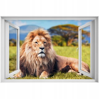 Self -adhézne 3D okno vybrané Lion Cat 90x60