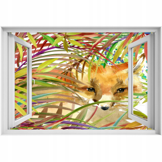 Self -adhézne 3D okno Lis vintage 90x60