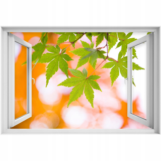 Samostatne 3D okenné nálepka Maple Listy 90x60