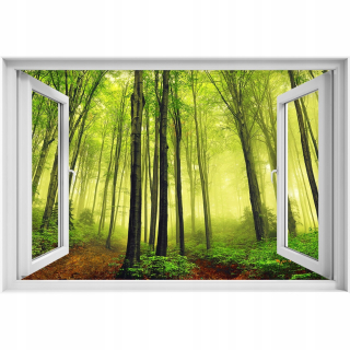 Self -adhézne 3D oknový hmlový les 90x60