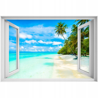 Self -adhézne 3D okenné nálepky Sea Palms 90x60