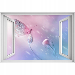 Self -adhézne 3D okenné nálepka Butterfly Flower 90x60