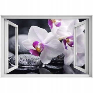 Samostatne 3D oknový orchidea 90x60