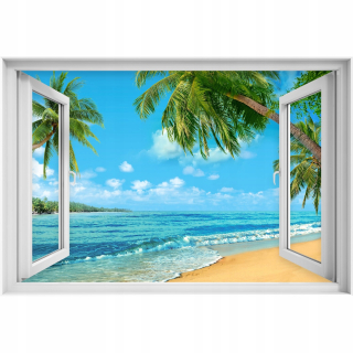 Self -adhézne 3D nálepka na okno Beach Ocean 90x60