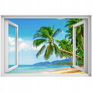 Self -Adhhesive 3D okenné nálepky Beach Palms 90x60