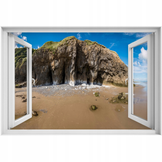 Self -adhézne 3D okenné nálepka Beach Wales 90x60