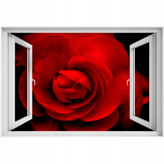 Self -adhézne 3D okno Rose Red Sticker 90x60