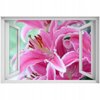 Self -adhézne 3D okno Pink Lily 90x60