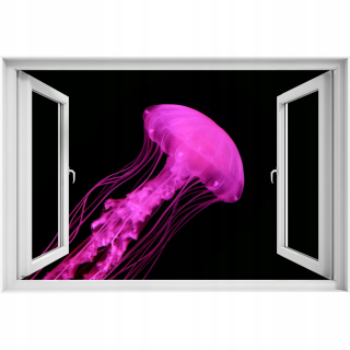 Self -adhézne 3D okno Pink Jellyfish 90x60
