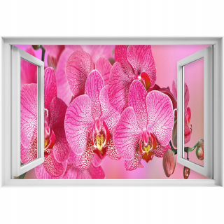 Self -adhézne 3D oknne ružové orchidey