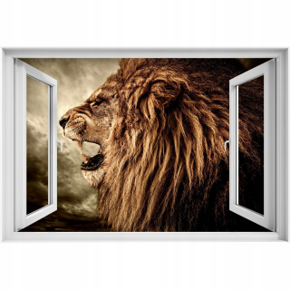 Self -adhézne 3D okno Roaring Lion 90x60