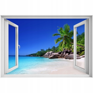 Self -adhézne 3D okenné nálepka Seychel Beach 90x60