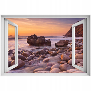Self -Adhhesive 3D okenné nálepka Rocky Beach 90x60