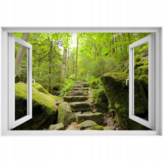 Self -adhézne 3D okenné nálepka Forest Trail 90x60