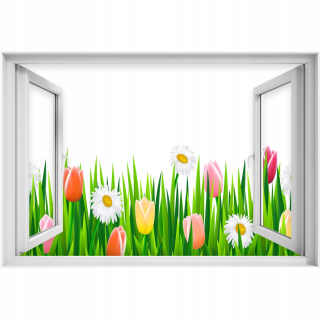 Self -adhézne 3D okno Tulip Grass 90x60