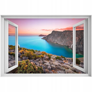 Self -adhézne 3D okenné nálepka Bay Grécko 90x60