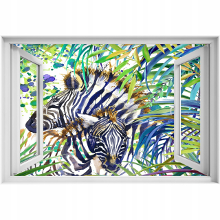 Self -adhézne 3D okno Zebra Vintage 90x60