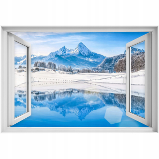 Samolepiaca 3D samolepka na okno Zimné Alpy 90x60