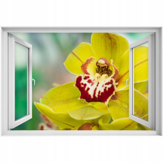 Samostatne 3D okno žlté orchidey 90x60