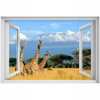 Samolepiaca 3D nálepka Window Žirafy Kilimandžáro