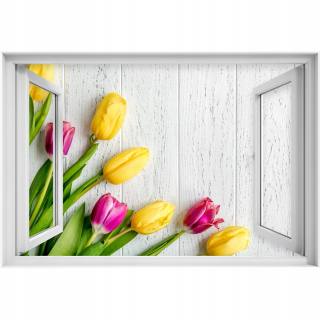 Self -adhézne 3D okenné nálepka žlté tulipány 90x60