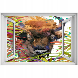 Self -adhézne 3D Wall Window Bison 90x60