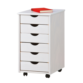 Simra Container Dresser na kolieskach, 6 zásuviek, biele