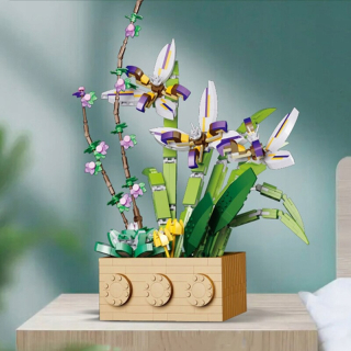 Simulácia kvetinových stavebných blokov DIY orchidea