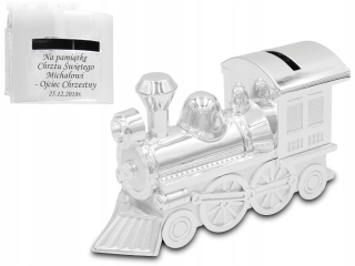 Piggy Bank Locomotive s gravírovaním krstu