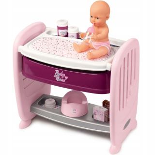 Smoby Detská sestra posteľ 2in1 pre bábiku prebaľovací stôl
