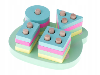 Drevené triedič sa zhoduje s tvarom puzzle 4 veží