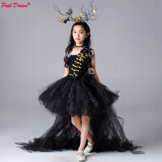 Sparkly Tulle Kids Girls Party Dreases s vlakom