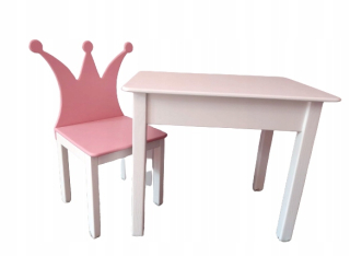 Stolík a stolička s drevenou korunou 92-116 cm