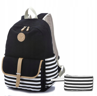 Pruhované plátno Bag School Bag Batoh a