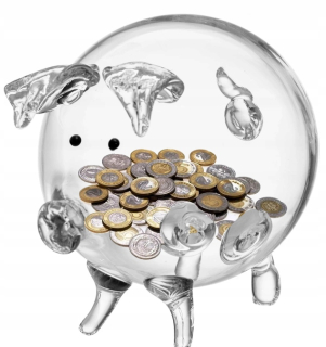 Glass Piggy Bank Gravírovanie zadarmo!