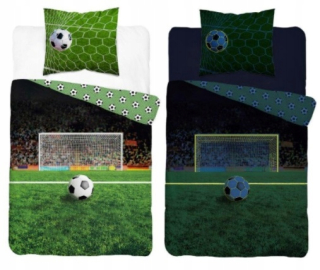 Šedá posteľná guľa 140x200 futbalové fluorescens