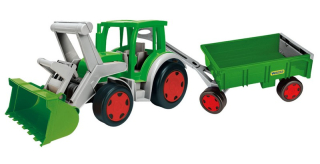 Farmárový traktor s lyžičkou a prívesom Wader 66315
