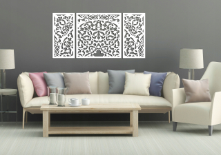 Dekoratívne triptych, panely s otvoreným dielom, krásny ornament