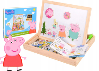 Kriedová, magnetická tabuľa - Drevená kriedová magnetická tabuľa PEPPA Pig