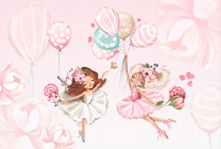 Tapeta Dancing Ballerinas, Pink Balloons 368x248