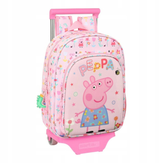 Školská taška s kolesami Peppa Prasa sa baví ružová