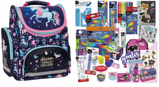 Školská taška Unicorn + školská výbavička 300 ks.