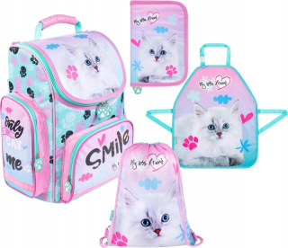 Školská taška, peračník, Faruszek Pastel Cat MLF
