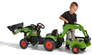 Falk Tractor s lyžičkou, nabíjačkou a 2-5-ročným prívesom