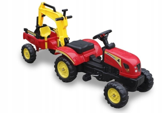 Traktor s prívesom a lyžicou červené pedále 3007