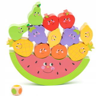 Drevená rovnováha puzzle montessori ovocie