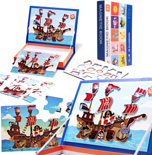 Puzzle magnetické knihy magnety pirátov